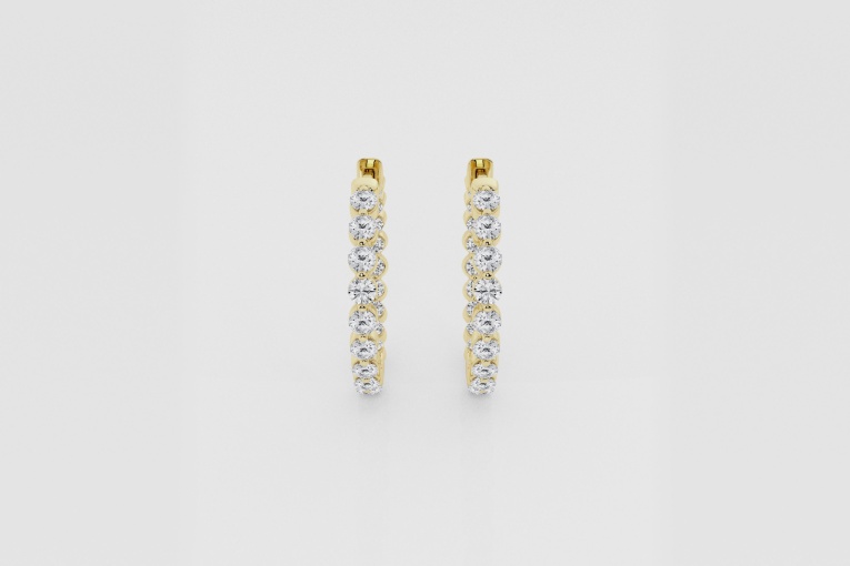Natural Diamond | 1 ctw Round Inside-Out Floating Hoop Earrings